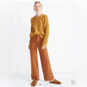 Madewell Everett Rib-Play Pullover Sweater In Butterscotch Cable Knit Fisherman